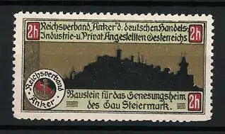 Reklamemarke Reichsverband Anker d. deutschen Handels- und Privatangestellten Österreichs, Stadtsilhouette