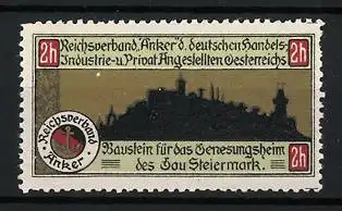 Reklamemarke Reichsverband Anker d. deutschen Handels- und Privatangestellten Österreichs, Stadtsilhouette