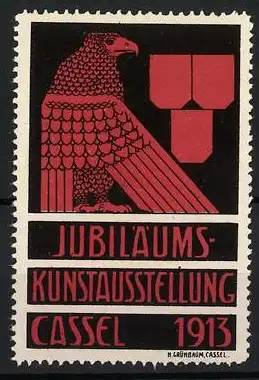 Reklamemarke Cassel, Jubiläums-Kunstausstellung 1913, Messelogo Adler