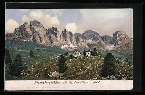 AK Regensburgerhütte /Tirol, Blick gegen Geislerspitzen