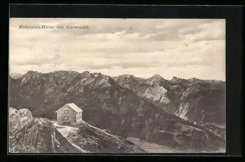 AK Kellerjoch-Hütte, Panoramablick mit Karwendel