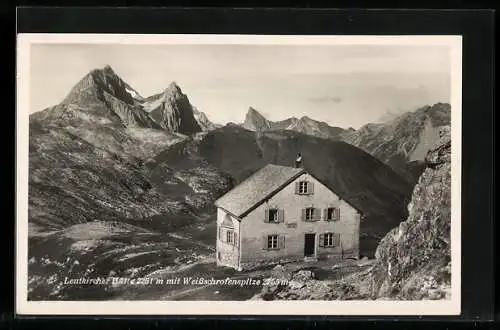 AK Leutkircher Hütte, Ansicht mit Weissschrofenspitze