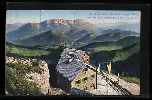 AK Purtschellerhaus am Hohen Göll, Panoramablick von der Hütte der Sektion Sonneberg des D. & Oe. A.-V.