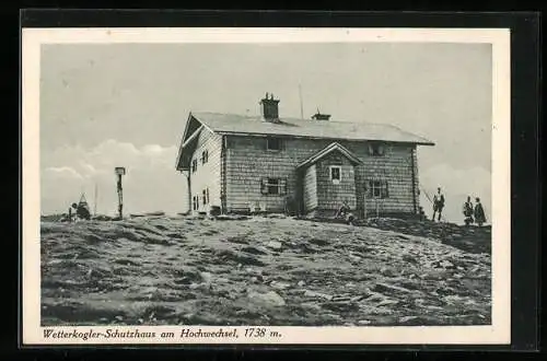 AK Wetterkogler-Schutzhaus am Hochwechsel, Partie mit Besuchern