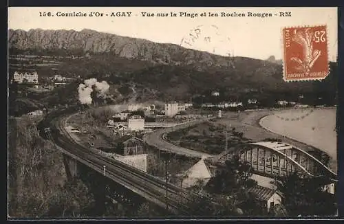 AK Agay, Vue sur la Plage et les Roches Rouges