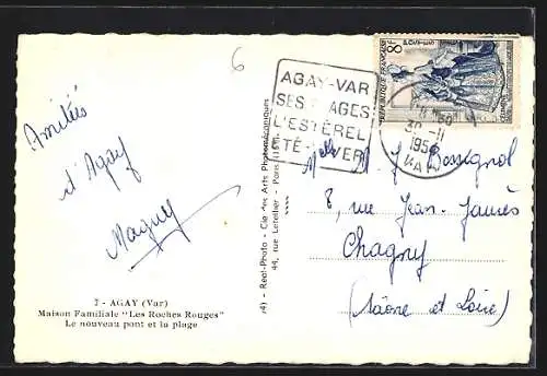 AK Agay, Maison Familiale Les Roches Rouges, Le nouveau pont et la plage