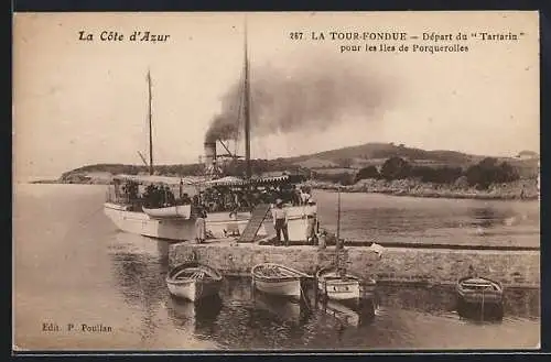 AK La Cote d`Azur, Ankunft des Dampfers Tartarin im Hafen