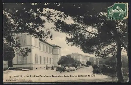 AK Giens, Hôpital Renée-Sabran, les pavillons-dortoirs au sanatorium contenant 50 lits