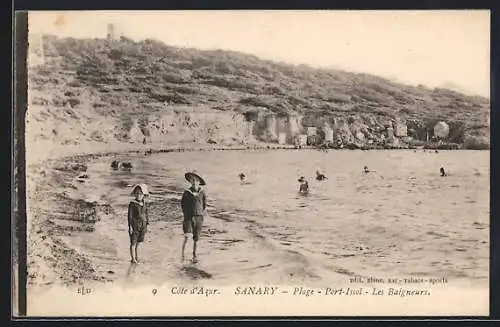 AK Sanary, Plage-Port Issol, Les Baigneurs