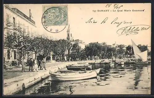 AK Sanary, le quai Marie Esménard, bateaux