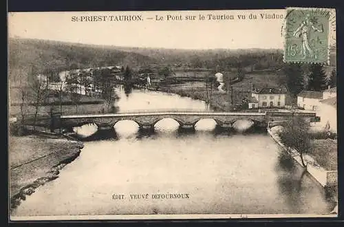 AK St-Priest-Taurion, Le Pont sur le Taurion vu du Viaduc