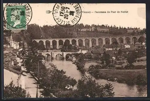 AK Saint-Lèonard, Panorama du Pont de Noblat