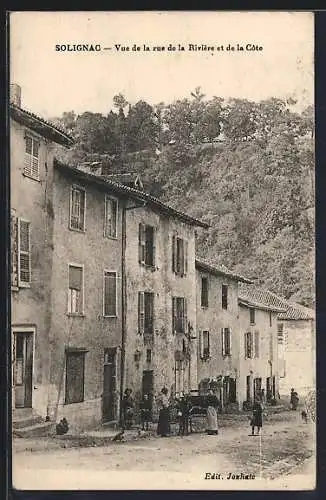 AK Solignac, Vue de la rue de la Rivière et de la Côte