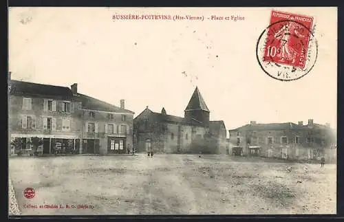 AK Bussiére-Poitevine /Hte-Vienne, Place et Eglise