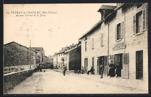 AK Peyrat-le-Chateau, Avenue Carnot et la Poste