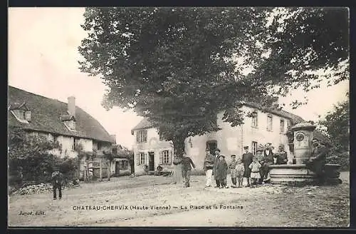 AK Chateau-Chevix /Haute-Vienne, La Place et la Fontaine