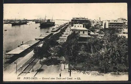 AK Port-Said, General view of Town and Canal