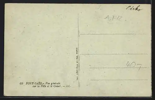 AK Port-Said, General view of Town and Canal