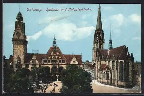 AK Duisburg, Rathaus und Salvatorkirche