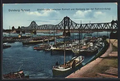 AK Duisburg-Ruhrort, Rheinbrücke zwischen Ruhrort und Homberg (an der Ruhrmündung)