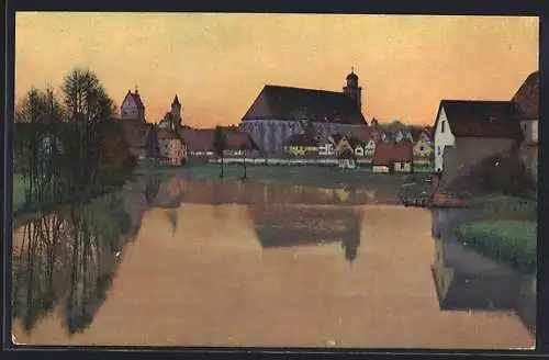 Künstler-AK Photochromie Nr. 2763: Dinkelsbühl, Blick von der Wörnitz auf die Stadt