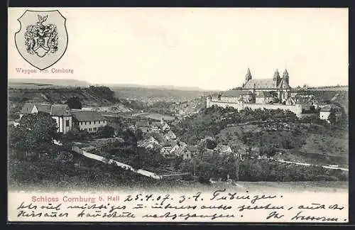 AK Steinbach bei Hall, Schloss Comburg mit Wappen