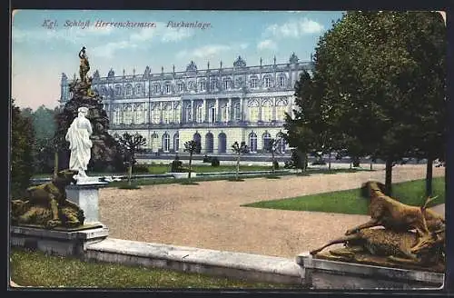 AK Herrenchiemsee, Kgl. Schloss mit Parkanlage