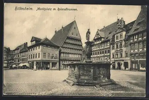 AK Hildesheim, Marktplatz mit Rolandbrunnen