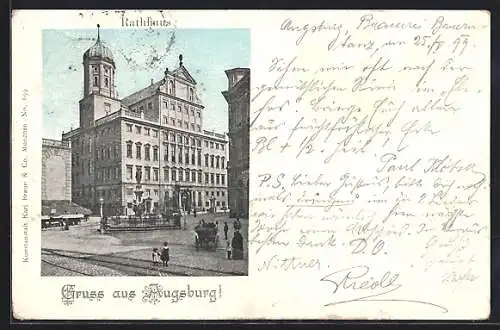 AK Augsburg, Blick zum Rathaus