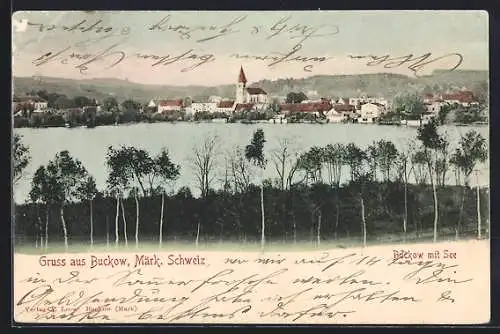 AK Buckow i. Märk. Schweiz, Ortsansicht mit See