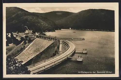 AK Gemünd /Eifel, Urfttalsperre aus der Vogelschau