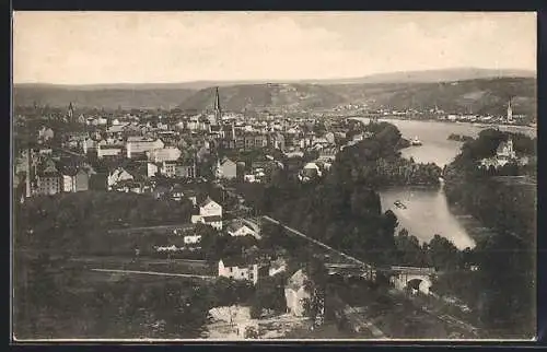 AK Koblenz, Blick zum Ort vom Rittersturz gesehen