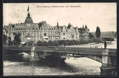 AK Konstanz, Rheinbrücke mit Seestrasse