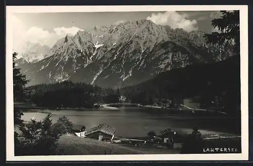 AK Mittenwald, Lautersee, Seeheim gegen Karwendel