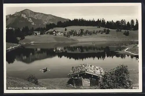 AK Unterwössen, See mit Blick auf die Hochplatte