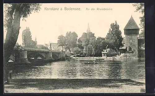 AK Konstanz am Bodensee, An der Rheinbrücke