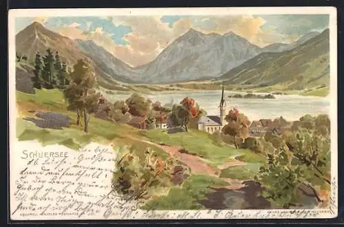Lithographie Schliersee, Panoramaansicht