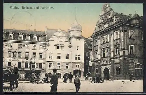 AK Gotha, Rathaus und Ratskeller