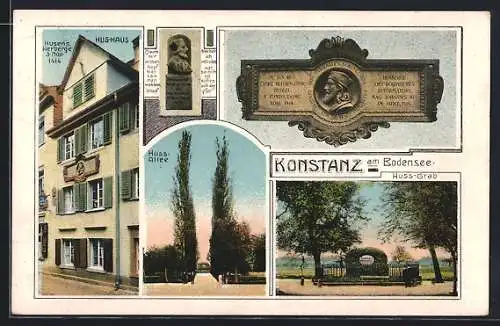 AK Konstanz a. Bodensee, Hus-Haus, Hus-Allee, Hus-Stein