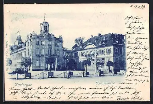 AK Karlsruhe, Partie a. d. Schlosskirche