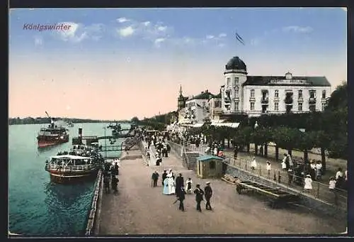 AK Königswinter, Hotel Berlin mit Dampfern