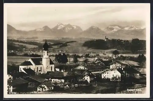 AK Bad Endorf, Ortspanorama mit Gebirge