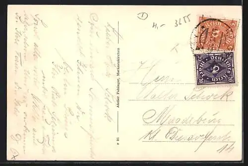 AK Eubabrunn i. Vgtld., Post- und Bahnstation Erlbach i. Vgtld.