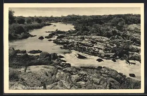 AK Namibia, Afrikanische Flusslandschaft