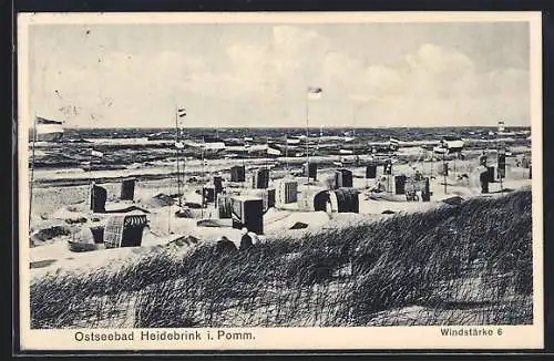 AK Heidebrink i. Pomm., Ostseebad, Strandpartie