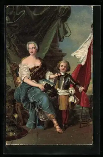 AK Mademoiselle de Lambese und der junge Graf von Brienne