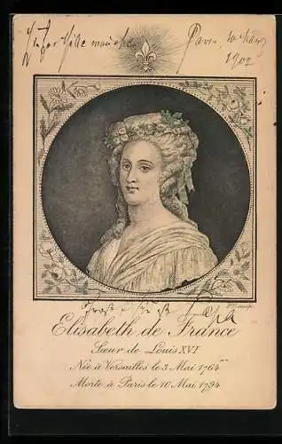 AK Elisabeth de France, Soeur de Louis XVI, 1764-1794