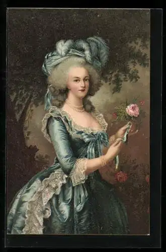 Künstler-AK Elisabeth Louise Vigée le Brun von Frankreich mit einer Rose