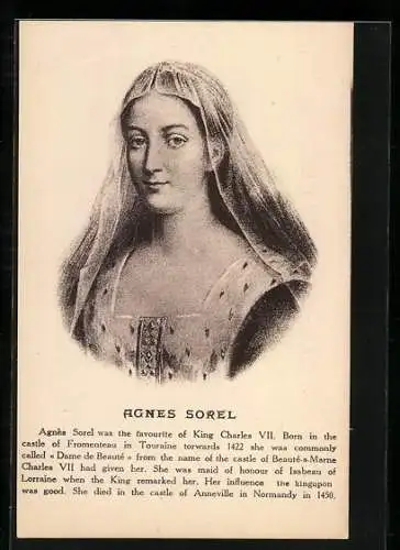 AK Portrait Agnes Sorel, 1409-1450