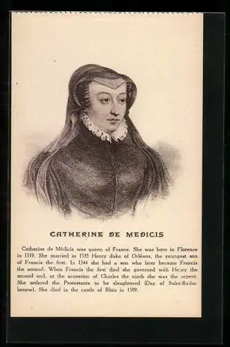 AK Catherine De Mèdicis von Frankreich